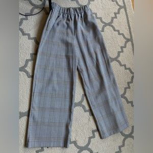 Maje wide leg brown checkered pant with pockets sz 34